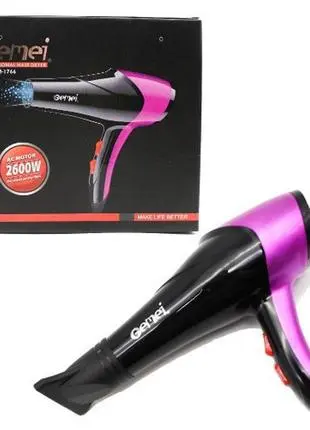 Фен для волосся Gemei GM-1766 2600 Вт Подача холодного повітря Вузький концентратор - Зображення 4