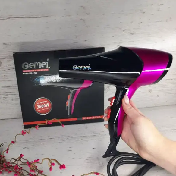 Фен для волосся Gemei GM-1766 2600 Вт Подача холодного повітря Вузький концентратор - Зображення 5