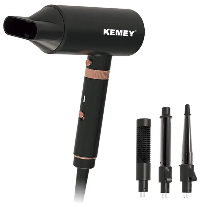 Фен для волосся Kemei KM-9203 4 насадки (концентратор, гребінець для вирівнювання волосся, насадка для локонів, конусна насадка) - Зображення 6