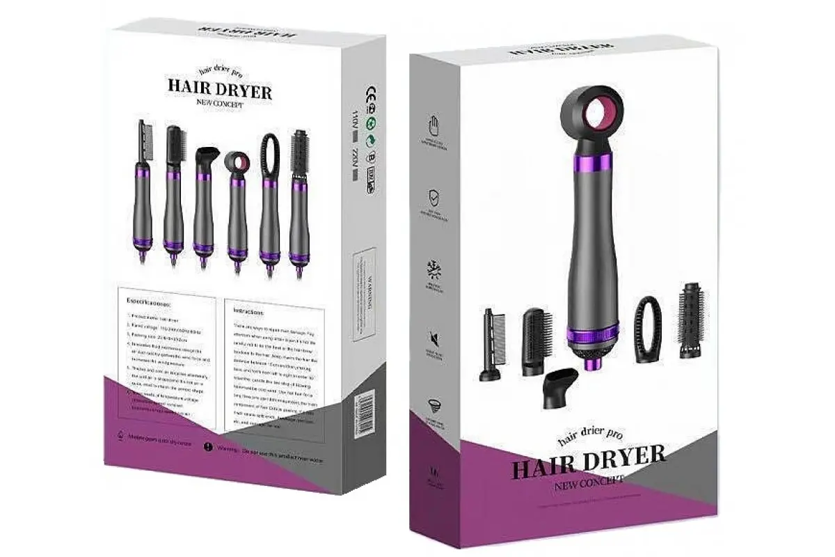 Фен-гребінець,стайлер для волосся HAIRE DRYER 6в1 (HA61) - Зображення 2