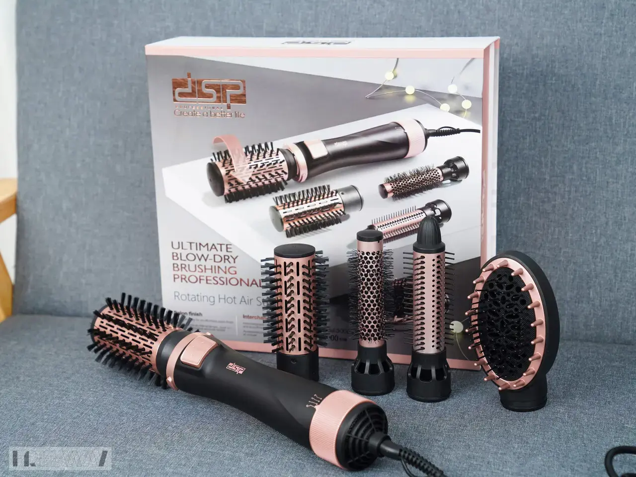 Фен щітка для волосся з щіткою, що обертається (крутиться) з насадками для укладання волосся 5в1 DSP 1000W - Зображення 6
