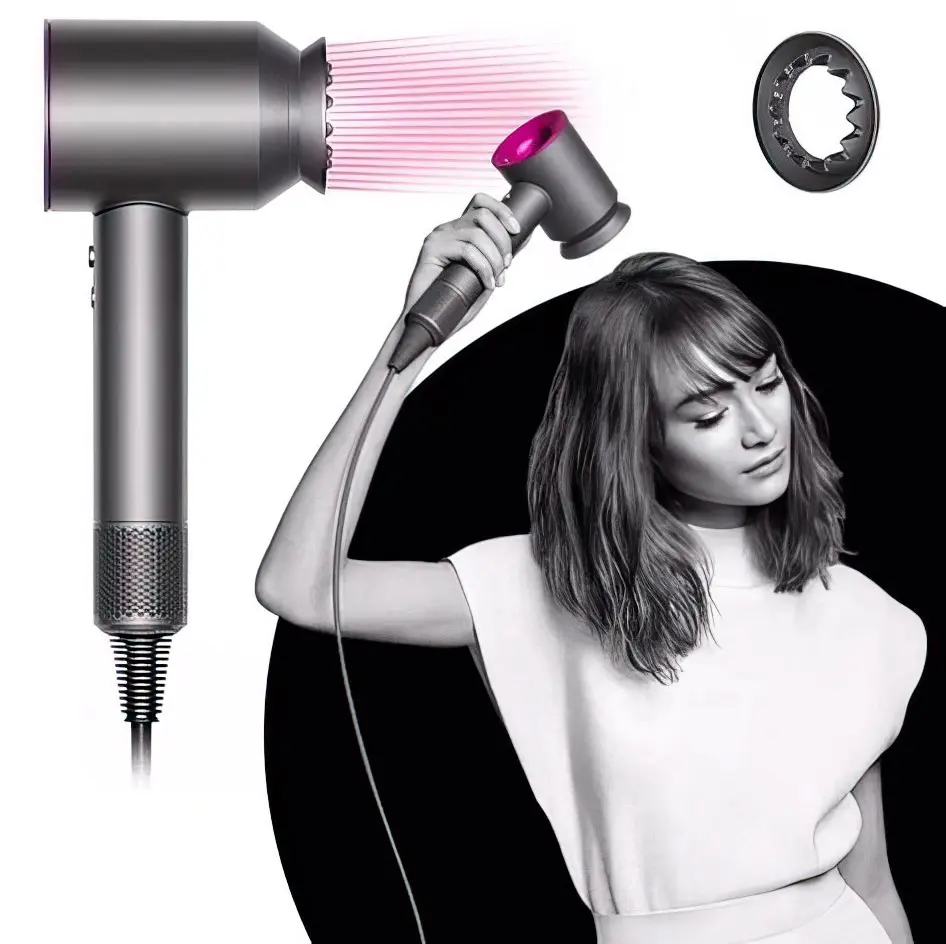Фен з 5 різними насадками для сушіння та укладання hair dryer fan - Зображення 3