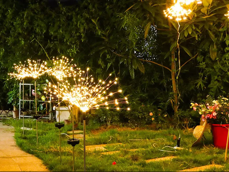 Ліхтар садовий Феєрверк газонний на сонячній батареї, 150 led, 8 режимів - Зображення 3