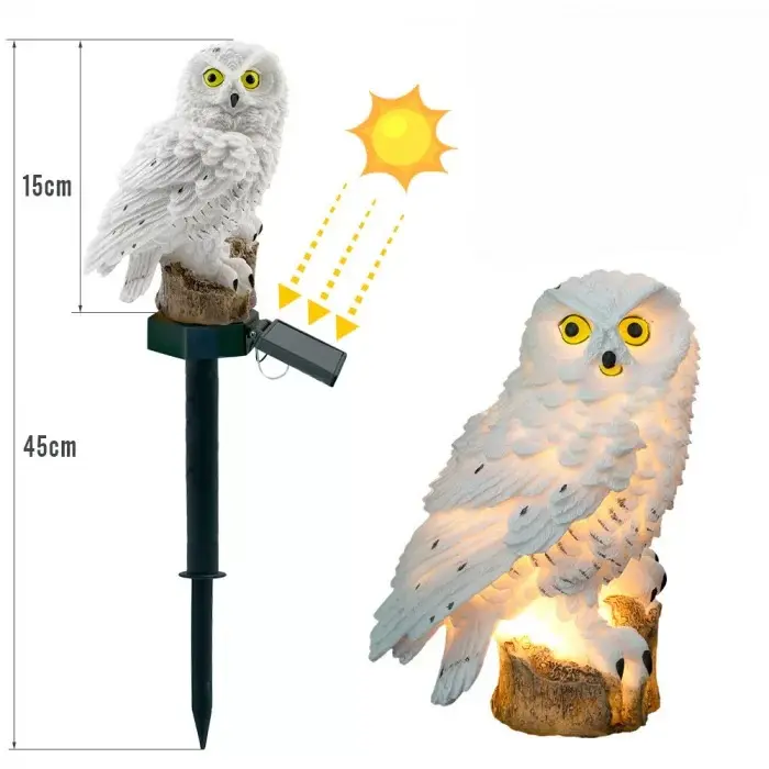 Ліхтар садовий Сова із сонячною панеллю WHITE - Зображення 6