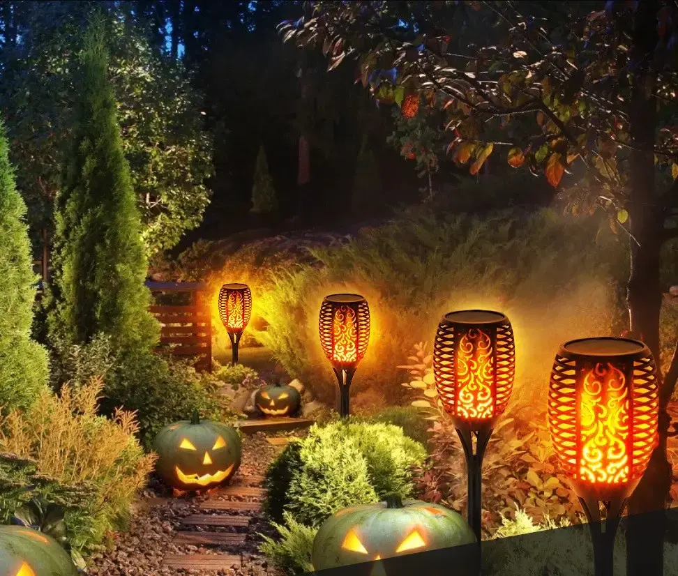 Ліхтар садовий світильник на сонячній батареї 80 см Solar flame - Зображення 5