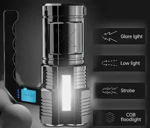 Ліхтарик Multi Fuction Portable Lamp водонепроникний. Світлодіодний ручний ліхтар із зарядкою від USB - Зображення 5