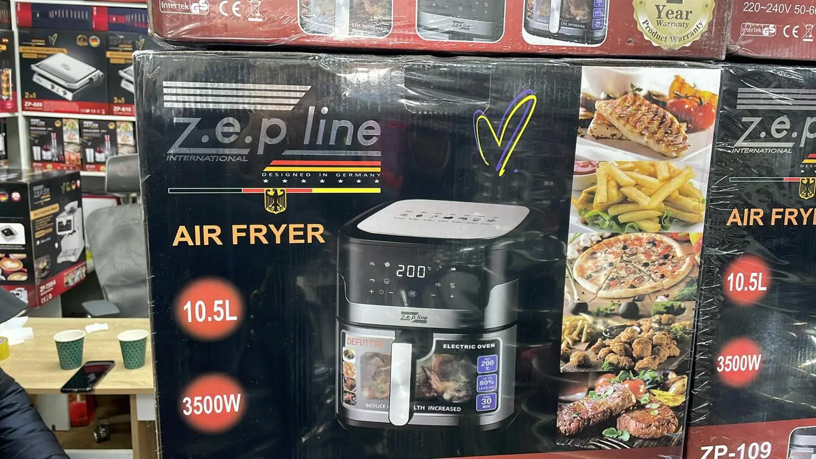 Фритюрниця без олії Zepline ZP-109 3500W сенсорна аерофрітюрниця мультипіч безмасляна з таймером 10,5л - Зображення 4