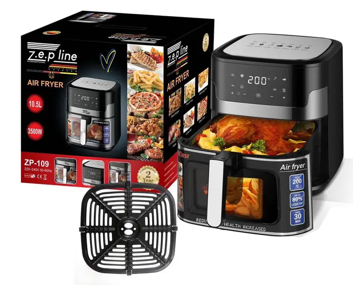 Фритюрниця без олії Zepline ZP-109 3500W сенсорна аерофрітюрниця мультипіч безмасляна з таймером 10,5л - Зображення 2