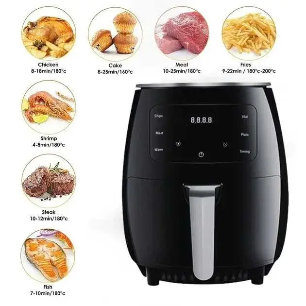 Фритюрниця електрична безмасляна. Аеро-фрітюрниця на 6 л Zepline ZP-085 3000W LED дисплей - Зображення 5