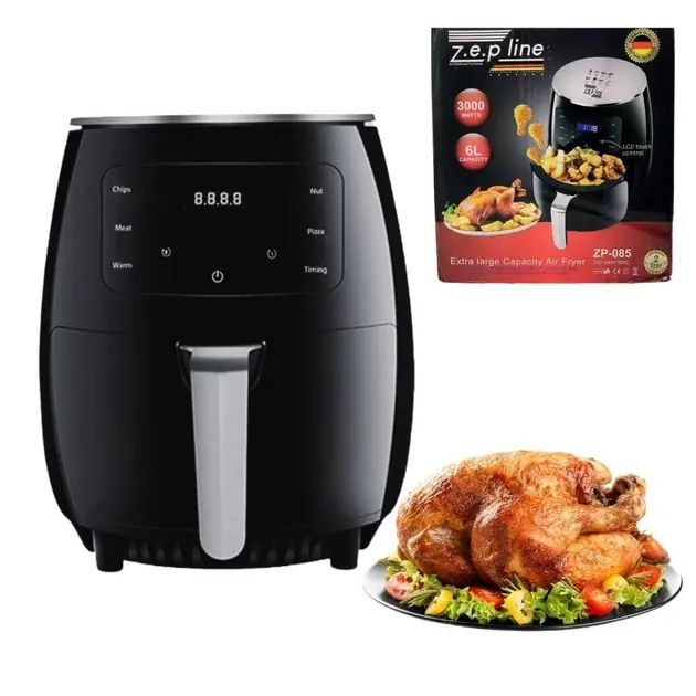 Фритюрниця електрична безмасляна. Аеро-фрітюрниця на 6 л Zepline ZP-085 3000W LED дисплей - Зображення 2