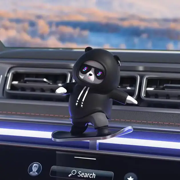Фігурка-слайдер в автомобілі L'Andre Sliding Cartoon Bear Ведмідь скейтер Cool Black - Зображення 2