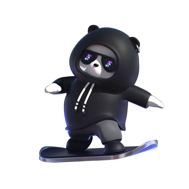 Фігурка-слайдер в автомобілі L'Andre Sliding Cartoon Bear Ведмідь скейтер Cool Black