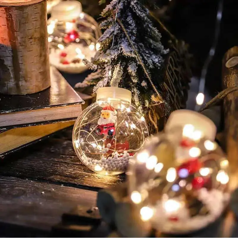 Гірлянда завіса штора Кулі з наповненням Дід Мороз, 3м, 10 куль LED USB - Зображення 3