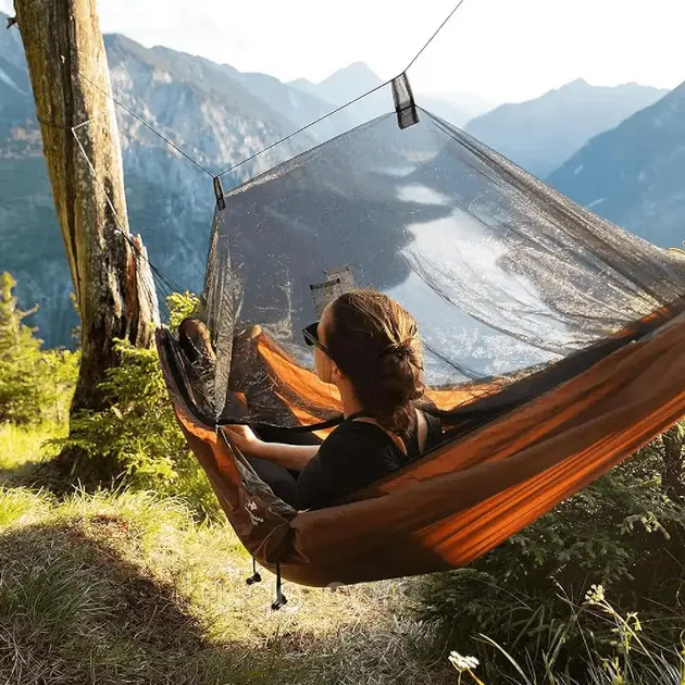 Гамак лежак ліжко підвісне туристичне з москітною сіткою чохлом 240х150 см - Зображення 7