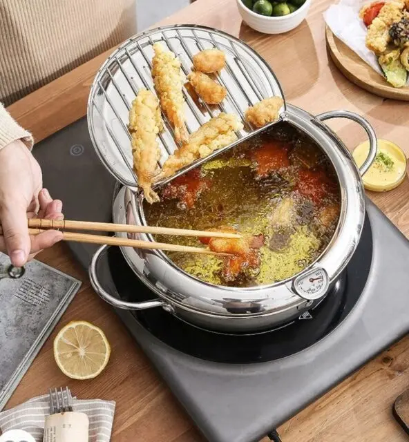 Глибока сковорода з термометром та кришкою, 2,2л. нержавіюча сталь - Зображення 4