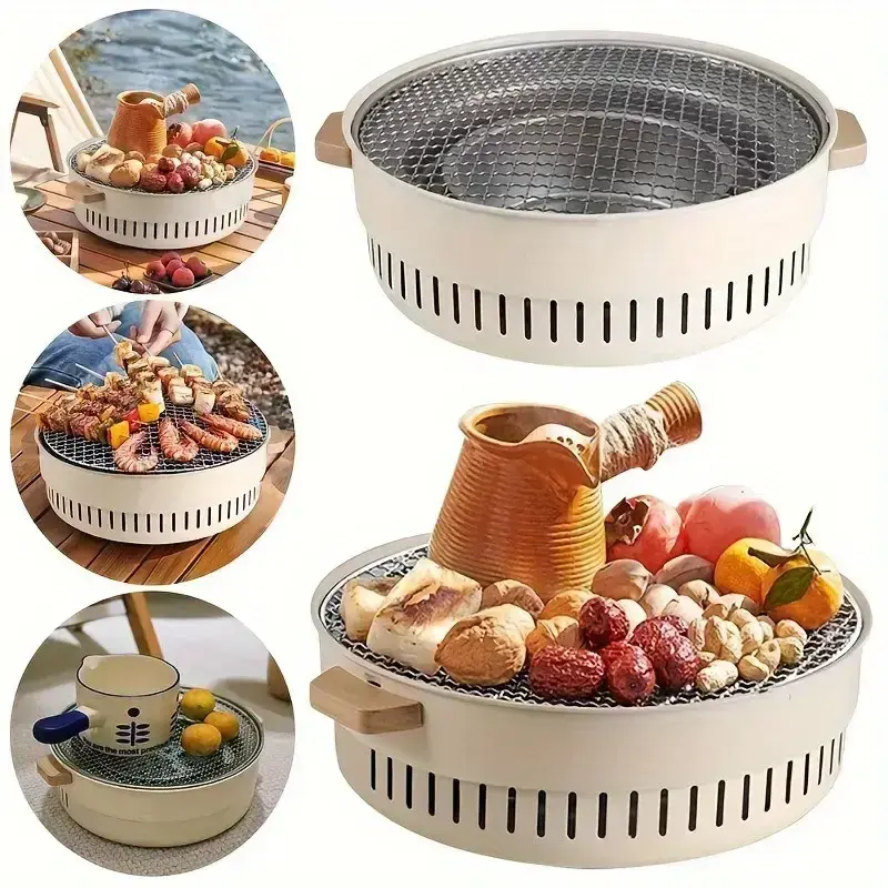 Гриль для барбекю бездимний з гратами 30×30×11,5 см / Портативна вугільна піч для кемпінгу та саду - Зображення 2