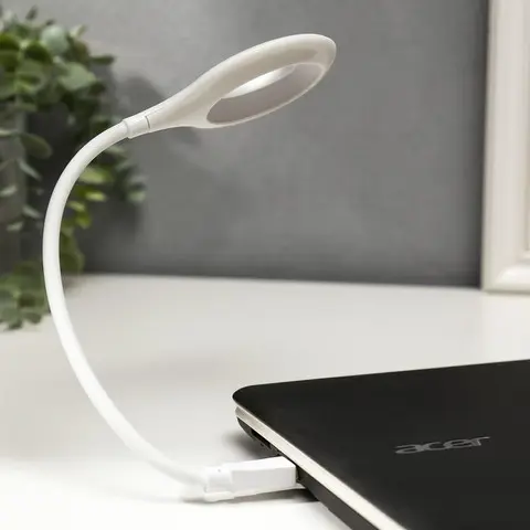 Гнучка USB лампа з голосовим керуванням із зарядкою від Power bank біла / Світлодіодний ліхтар LK-50 - Зображення 4