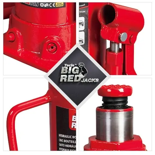 Гідравлічний домкрат пляшковий на 10т, Червоний / Домкрат для автомобілів та вантажівок / Сталевий домкрат - Зображення 2