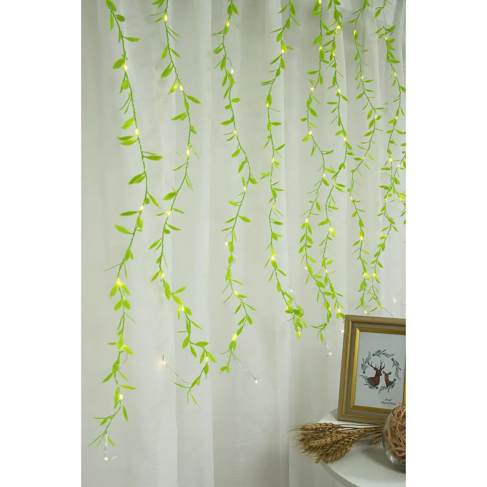Гірлянда-штора з листочками Curtain Copper SF-55 внутрішня, з прозорим дротом, 10м - Зображення 3