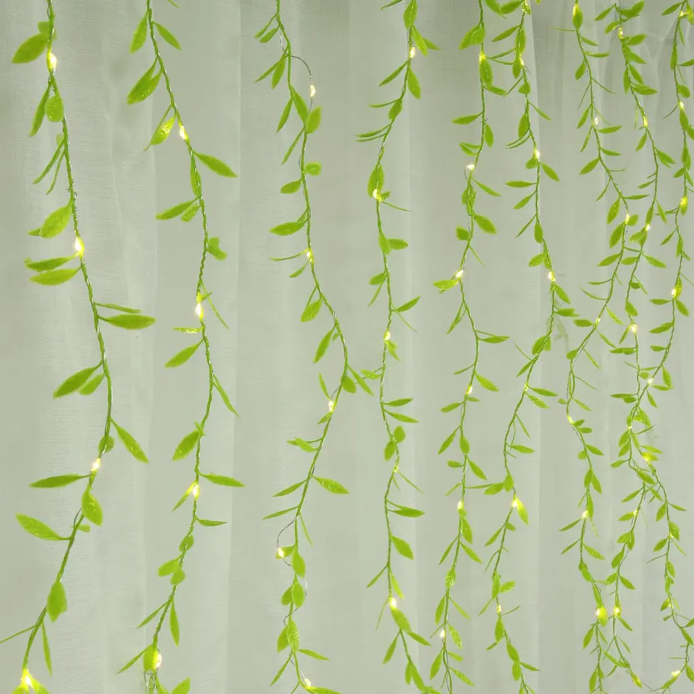 Гірлянда-штора з листочками Curtain Copper SF-55 внутрішня, з прозорим дротом, 10м - Зображення 2