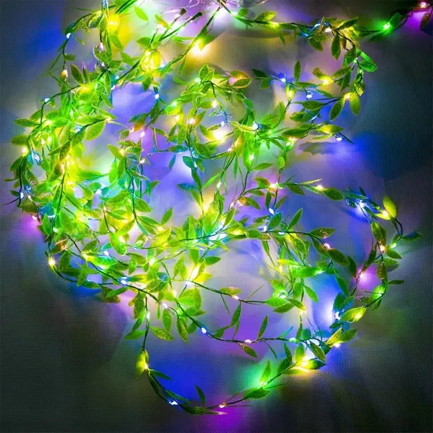 Гірлянда-штора з листочками Curtain Copper SF-55 внутрішня, з прозорим дротом, 10м - Зображення 4