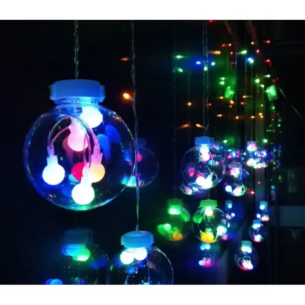 Гірлянда світлодіодна бахрома чарівні кулі, мультиколор, 2.5м, 12 куль - Зображення 5