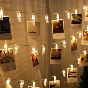 Гірлянда світлодіодна з прищіпками для фото 4,5м 20 Led від батарейок