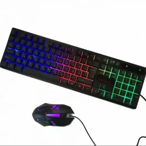 Провідна клавіатура для ПК з кольоровим RGB підсвічуванням + миша UKC HK-6300TZ