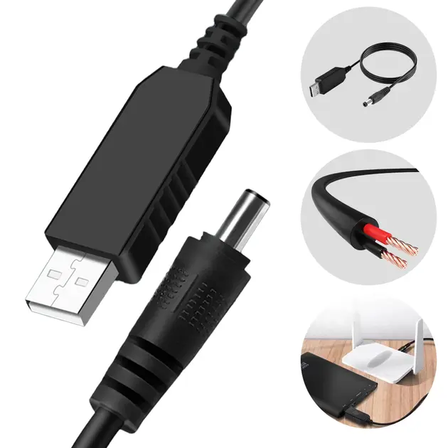 Кабель для роутера USB 12V Підвищує перехідник перетворювач живлення від повербанку - Зображення 2