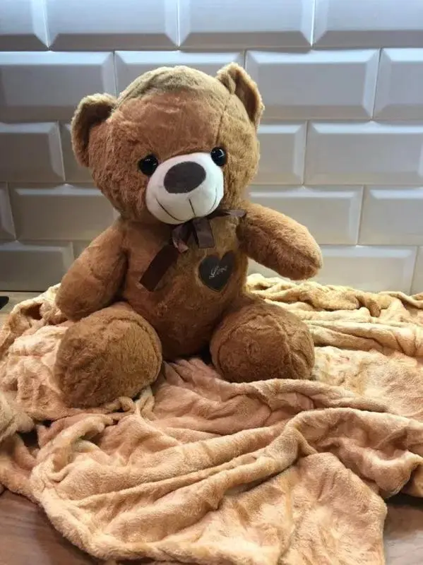 Якісна плюшева іграшка Бурий ведмідь Коричневий, Ведмідь з ковдрою - Зображення 3