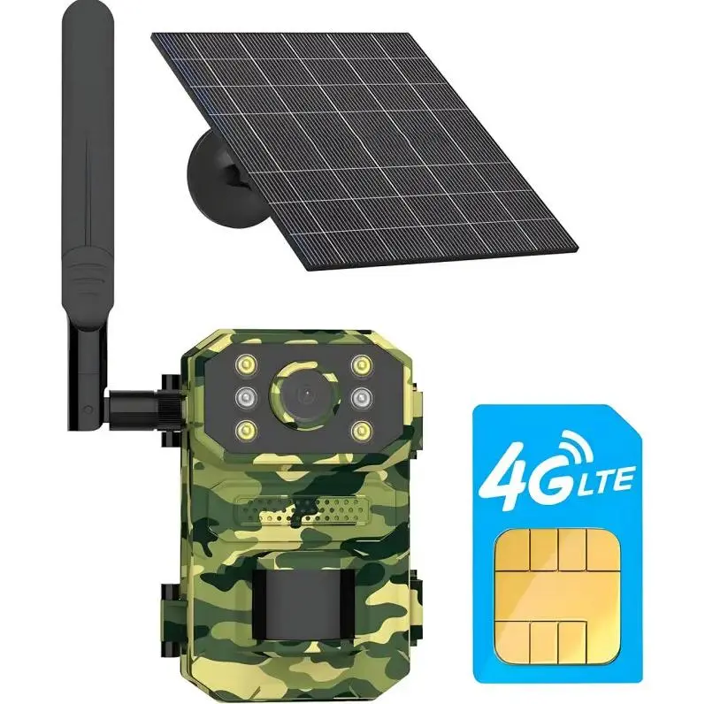 Камера для полювання на сонячній батареї A8S 4G, нічна зйомка, датчик руху, камуфляж