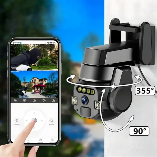 Камера зовнішня вулична поворотна WIFI CyberGuard OUTDOOR Q-812 FULL-HD 5Mp IP66 датчик руху - Зображення 4