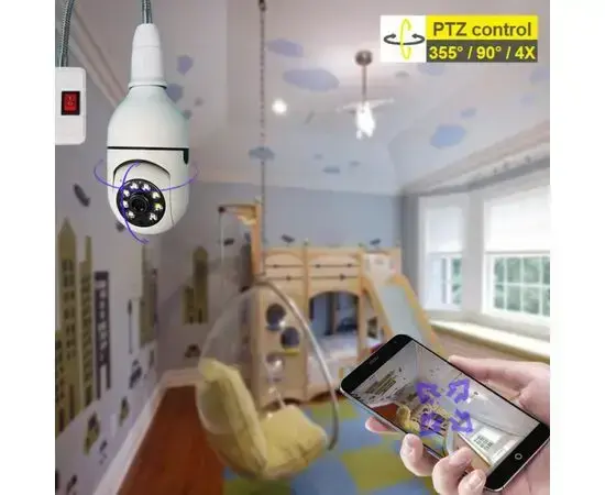 Камера відеоспостереження в патрон IPC-V380-E27 дистанційний доступ, нічна зйомка, визначення руху, мікрофон - Зображення 5