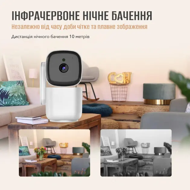Розумна WiFi IP камера для дому відеоспостереження Noxon Smart Camera 360 охорона для вашого будинку та квартири без сліпих зон із двостороннім зв'язком - Зображення 5