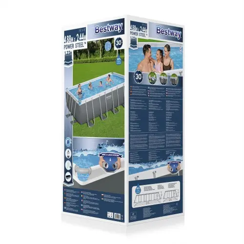 Каркасний басейн, сходи, фільтр-насос, дозатор хлору, тент у комплекті Bestway 56670, 488 х 244 х 122 см 11535л - Зображення 2