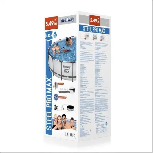 Каркасний сімейний круглий басейн з насосом, тентом-кришкою та сходами в комплекті BestWay "Steel Pro Max" 23062л 56462 - Зображення 2