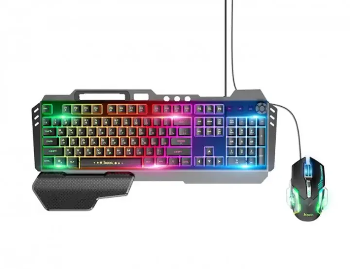 Ігрова клавіатура провідна Hoco GM12 клавіатура та мишка з підсвічуванням LED RGB, Ігровий комплект для ПК - Зображення 2