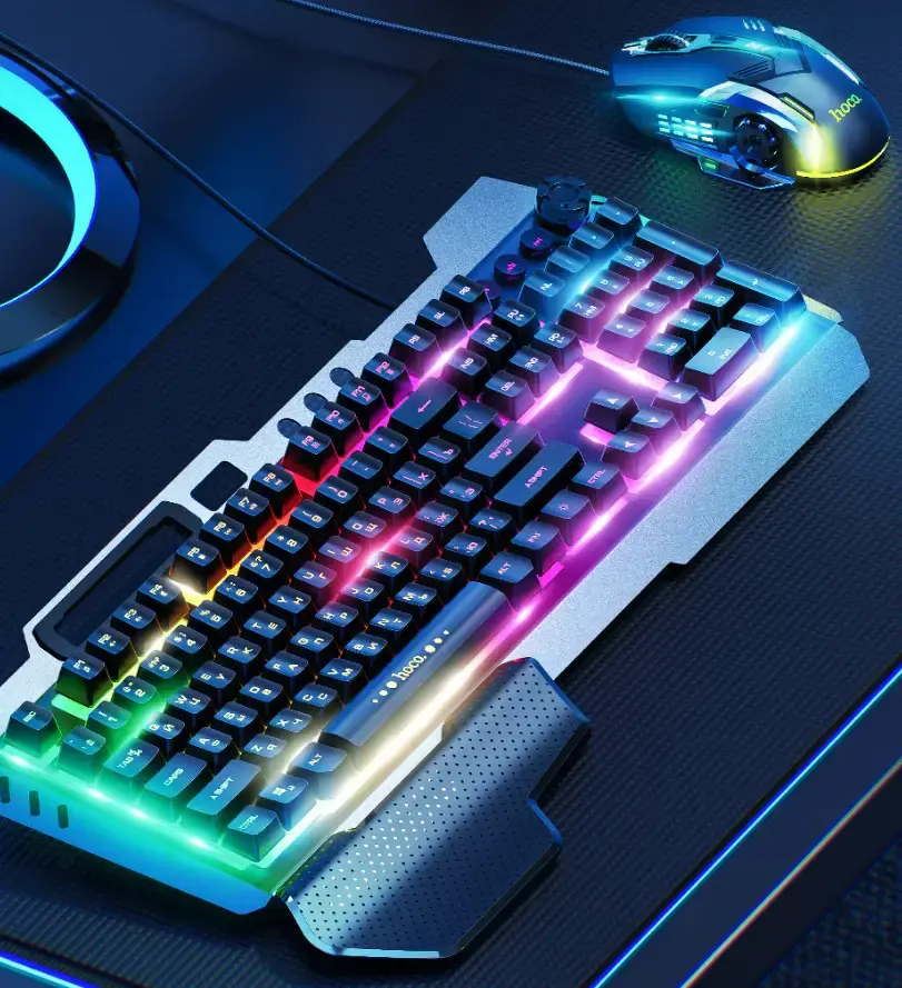 Ігрова клавіатура провідна Hoco GM12 клавіатура та мишка з підсвічуванням LED RGB, Ігровий комплект для ПК - Зображення 5