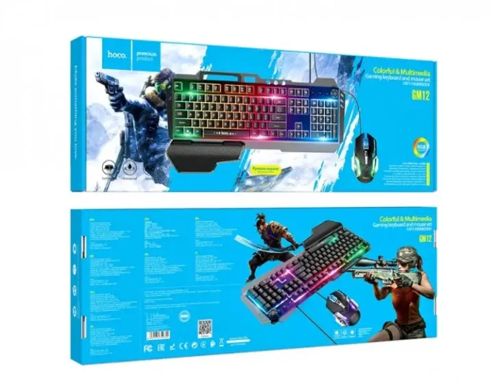 Ігрова клавіатура провідна Hoco GM12 клавіатура та мишка з підсвічуванням LED RGB, Ігровий комплект для ПК - Зображення 4