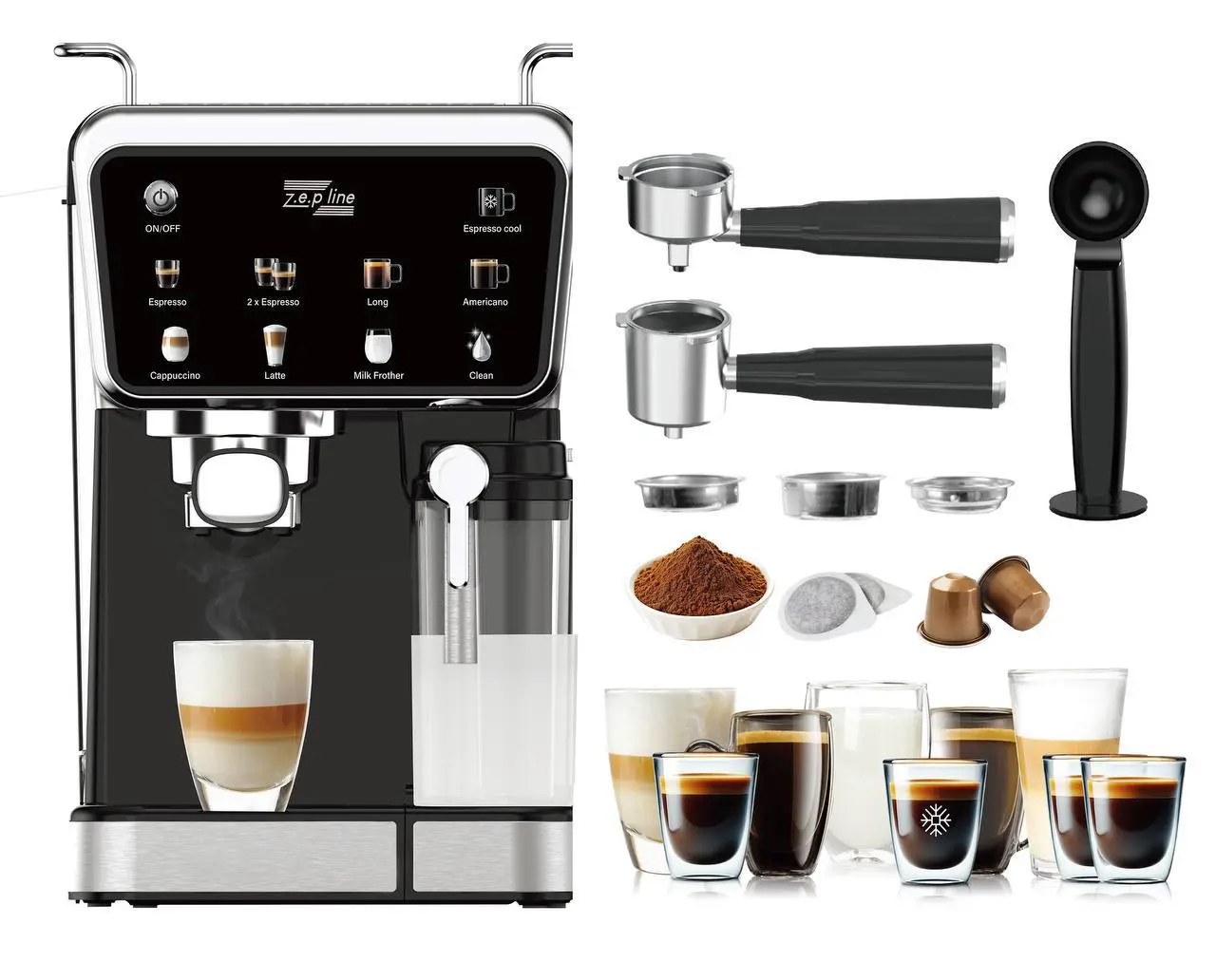 Кавомашина Zepline ZP-6803/3000 Вт, 20 Bar, 8 напоїв, ESPRESSO COOL - Зображення 5