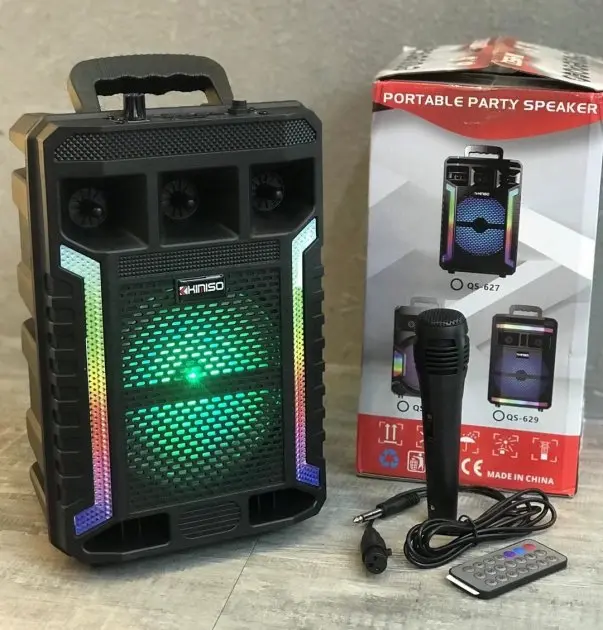 Портативна колонка Kimiso QS-627 з мікрофоном та світломузикою