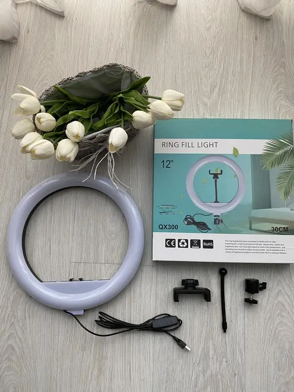 Кільцева LED лампа 30 см з тримачем для телефону / Студійне світло - Зображення 10