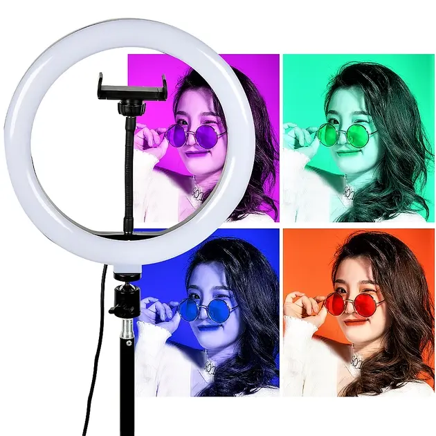 Кільцева LED лампа RGB MJ38 38см 220V 1 крепл.тел USB + пульт - Зображення 4