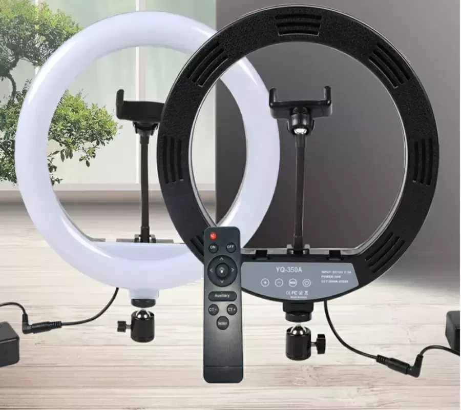 Кільцева LED лампа YQ-320B (30см) з утримувачем телефону для бьюті селфі зйомки Ring Light - Зображення 6