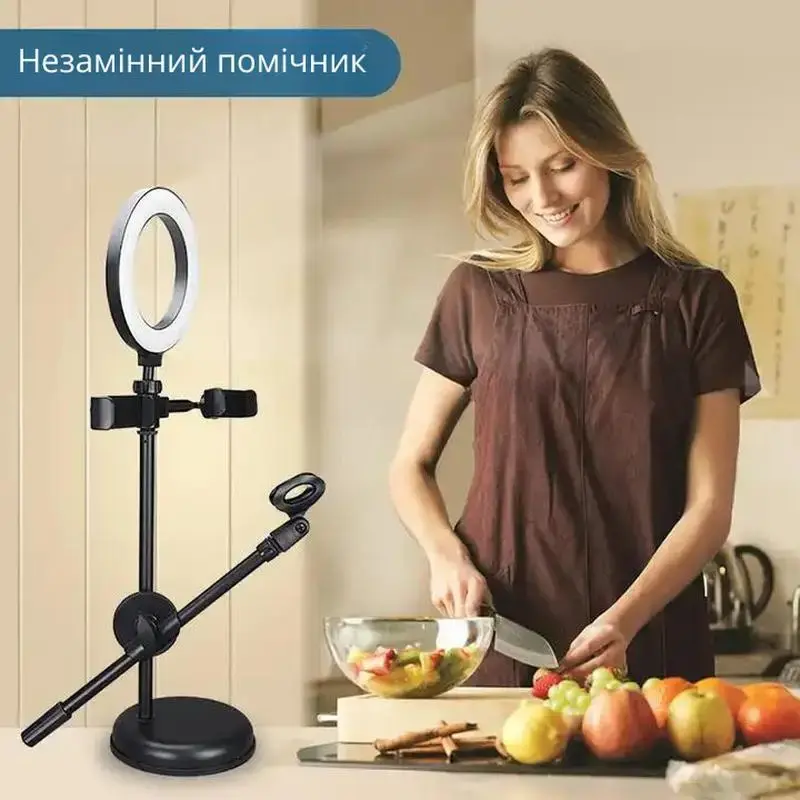 Кільцевий світильник LED Youtuber з подвійною підтримкою мікрофона телефону, набір для фото- та відео - Зображення 4