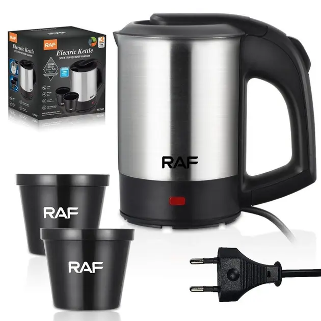 Компактний туристичний чайник із двома чашками RAF R7887 / Міні-чайник електричний