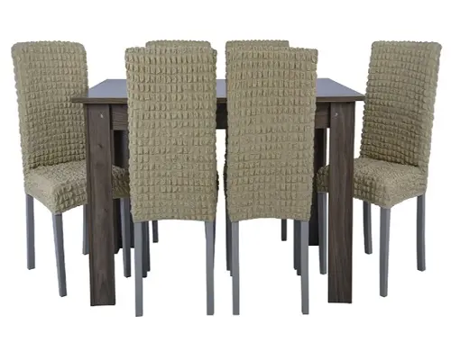 Комплект чохлів на стільці без оборки 6 штук (Крем)