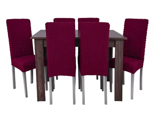 Комплект чехлов на стулья без оборки 6 штук (бордовый) - Зображення 3