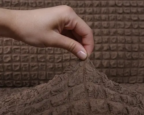 Комплект чохлів на стільці без оборки 6 штук (коричневий) - Зображення 2