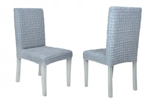 Комплект чохлів на стільці без оборки 6 штук (сірий) - Зображення 3